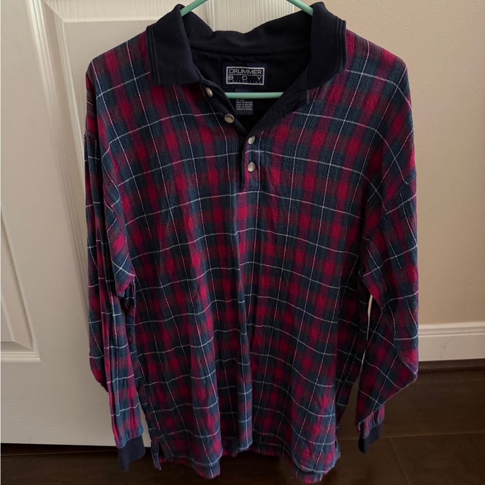 Pendleton Men's Navy and Red Plaid Button Down Shirt